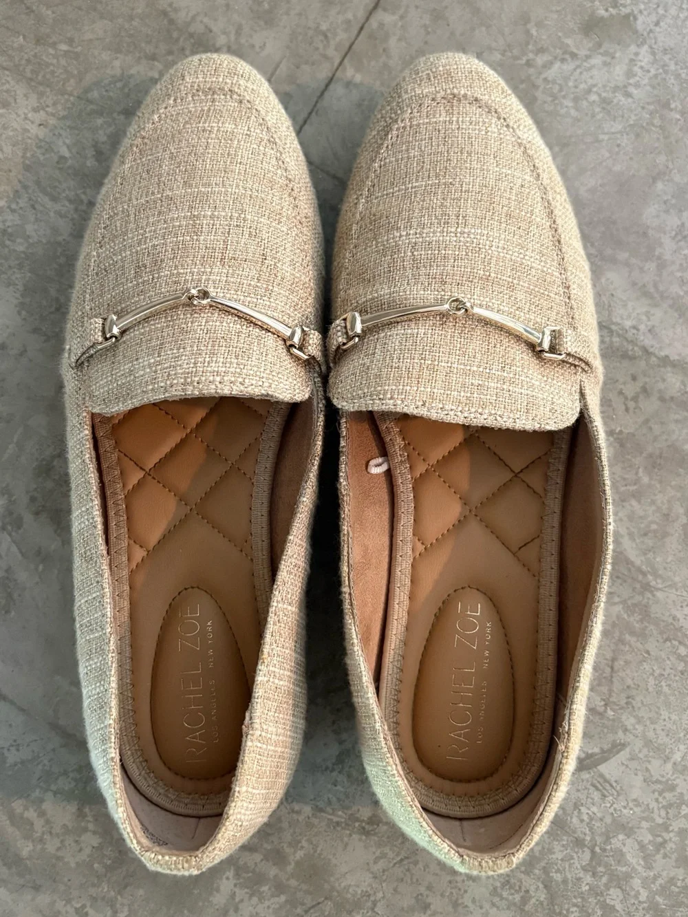 Rachel Zoe Axe linen loafers classic metallic horsebit